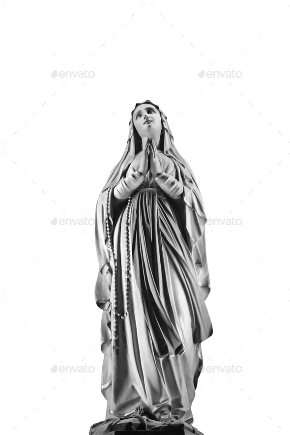 The blessed Virgin Mary statue isolated on white Stock Photo by Cebas